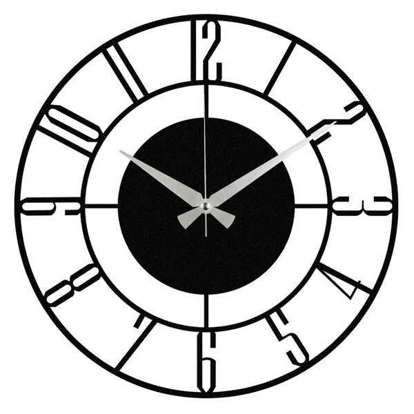Διακοσμητικό Μεταλλικό Ρολόι Τοίχου Enzoclock Μαύρο 48x48 cm