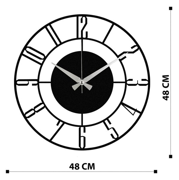 Διακοσμητικό Μεταλλικό Ρολόι Τοίχου Enzoclock Μαύρο 48x48 cm