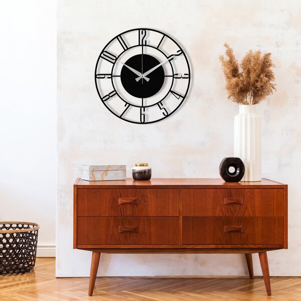 Διακοσμητικό Μεταλλικό Ρολόι Τοίχου Enzoclock Μαύρο 48x48 cm
