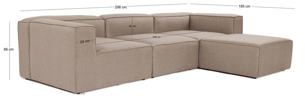 Γωνιακός Καναπές Fora Καφέ 297x66x190 cm