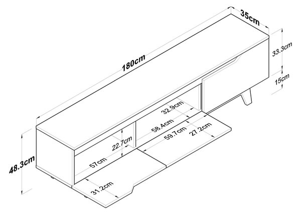 Έπιπλο TV D1 Λευκό 180x35x48.6 cm