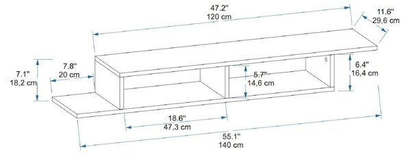 Έπιπλο TV Muson Ανθρακί 120x29.6x18.2 cm