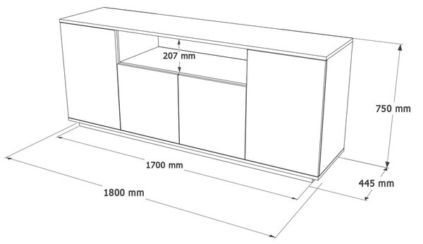 Κονσόλα FR15 Πεύκο 180x75x44.5 cm