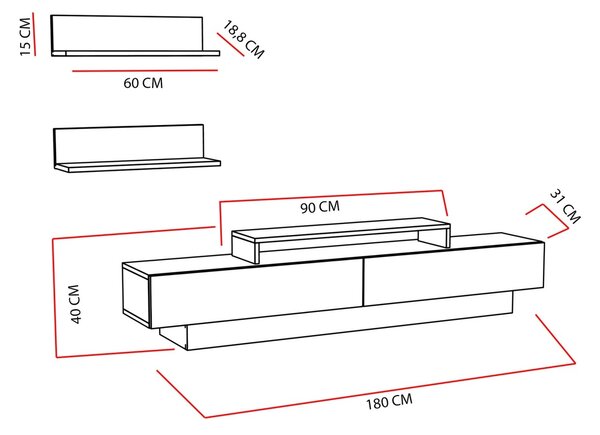 Έπιπλο TV Lusi Λευκό 180x40x31 cm