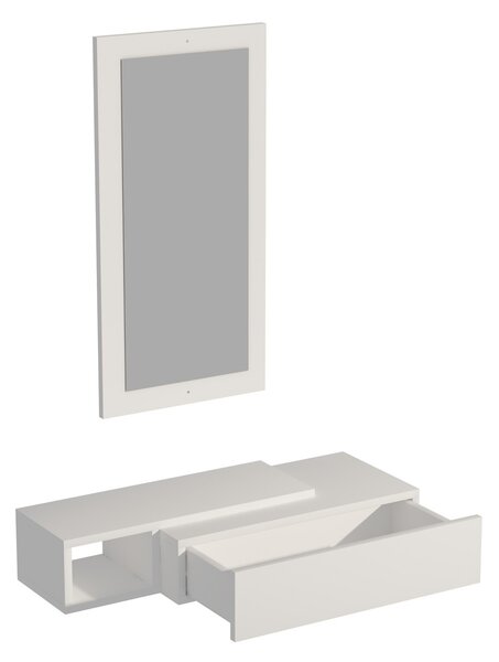 Κρεμαστή κονσόλα με καθρέφτη Vien Λευκό 82x15.8x29.6 cm