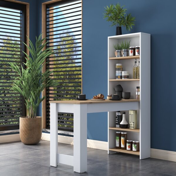 Τραπέζι κουζίνας με ράφια JA102 Καρυδί 120x153.6x53.8 cm