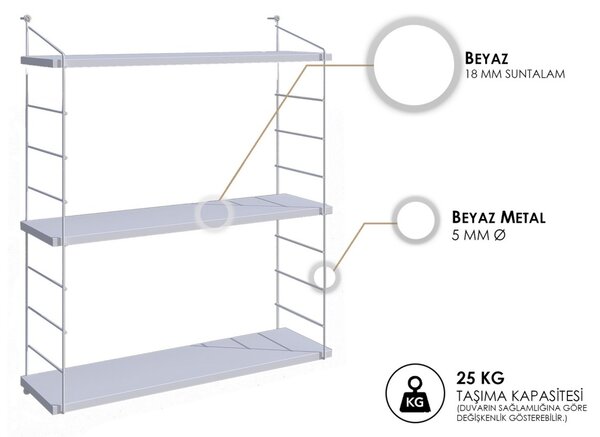 Ράφι τοίχου Armoni Λευκό 72x85x20 cm
