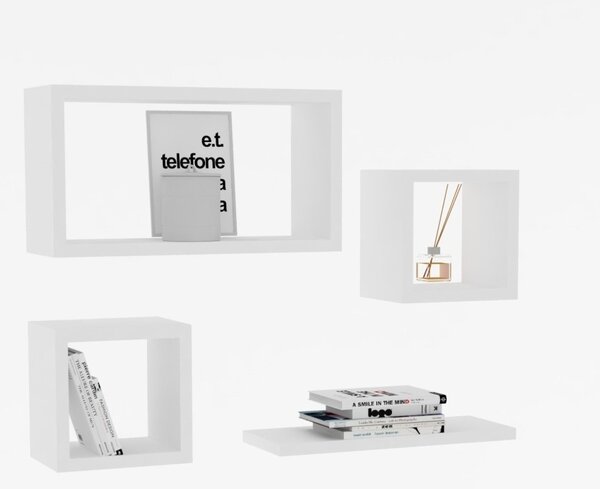 Σετ 4 ράφια τοίχου Babi Λευκό 24x44x15 cm