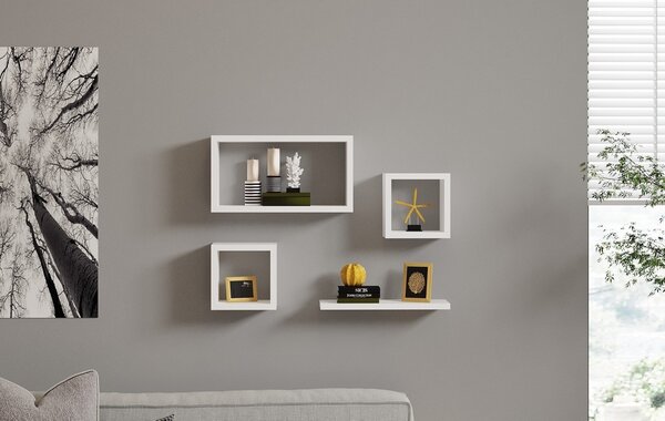 Σετ 4 ράφια τοίχου Babi Λευκό 24x44x15 cm