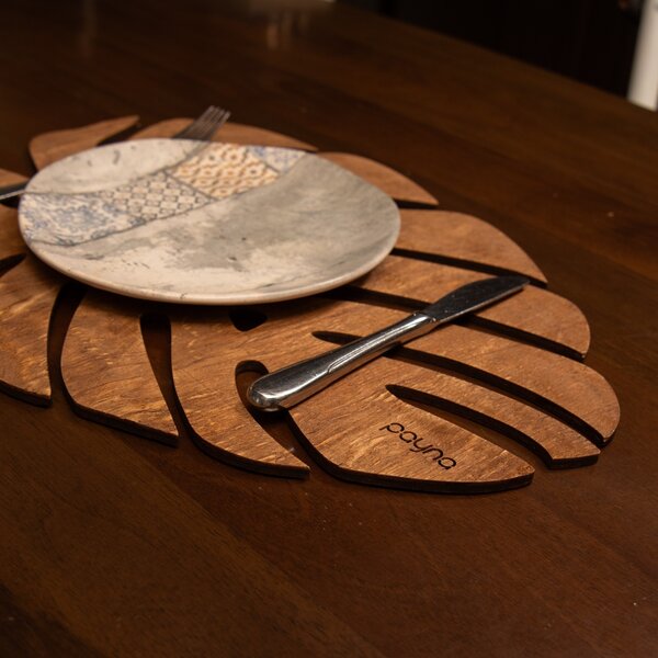 Σετ ξύλινα σουπλά (4 τεμ.) Monstera Καρυδί 33x45 cm