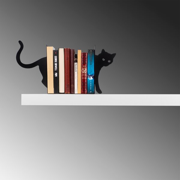 Διακοσμητικός μεταλλικός βιβλιοστάτης Pisica Kitap tutucu Μαύρο 35x14x22 cm