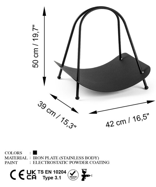 Βάση για ξύλα τζακιού GED-017 Μαύρο 42x50x39 cm
