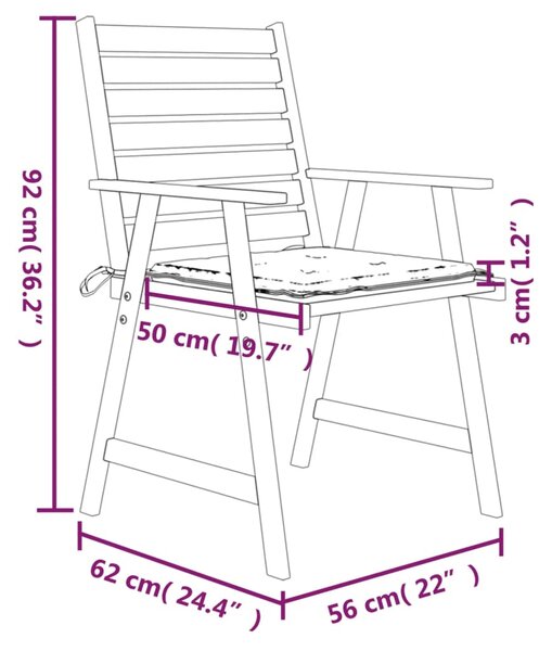 VidaXL Καρέκλες Τραπεζαρίας Εξ. Χώρου 4 τεμ. Ξύλο Ακακίας με Μαξιλάρια