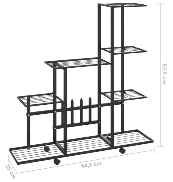 VidaXL Ανθοστήλη με Ρόδες Μαύρη 94,5 x 25 x 92,5 εκ. Μεταλλική