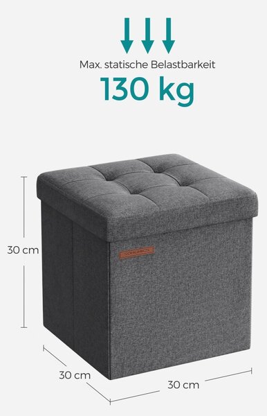 Σκαμπό Μπαούλο Αποθήκευσης Songmics Γκρι 30x30x30 cm