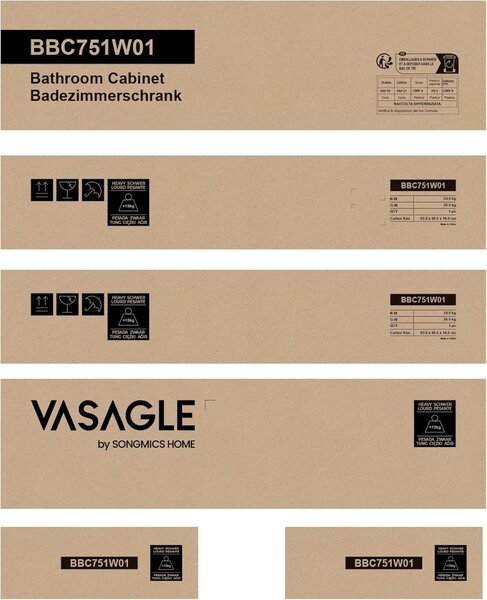 Ντουλάπι Μπάνιου Vasagle Λευκό 78.8x40x80 cm