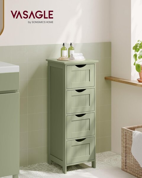 Ντουλάπι Μπάνιου με Συρτάρια Songmics Πράσινο 30x30x82 cm