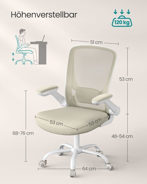 Καρέκλα γραφείου Songmics Μπεζ 64x60x(103-110)