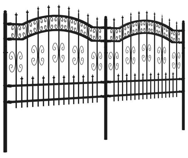 VidaXL Φράχτης με Ακίδες Μαύρος 140 εκ. Ατσάλι Ηλεκτροστ. Βαφή Πούδρας