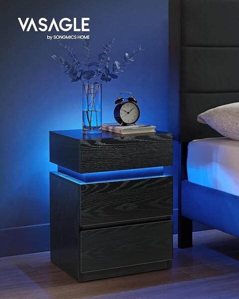 Κομοδίνο με LED Vasagle Μαύρο 40x35x55 cm