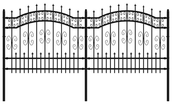 VidaXL Φράχτης με Ακίδες Μαύρος 140 εκ. Ατσάλι Ηλεκτροστ. Βαφή Πούδρας