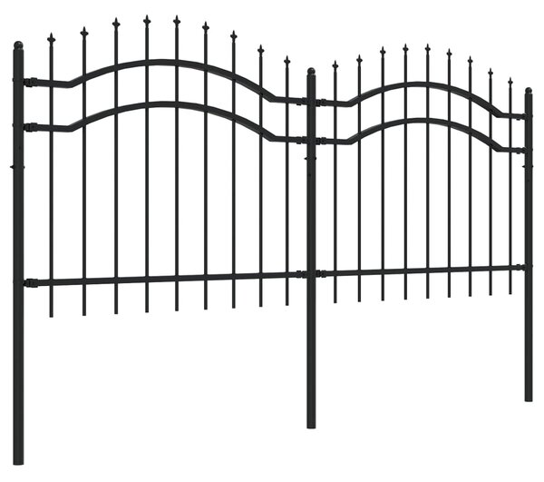 VidaXL Φράχτης με Ακίδες Μαύρος 140 εκ. Ατσάλι Ηλεκτροστ. Βαφή Πούδρας