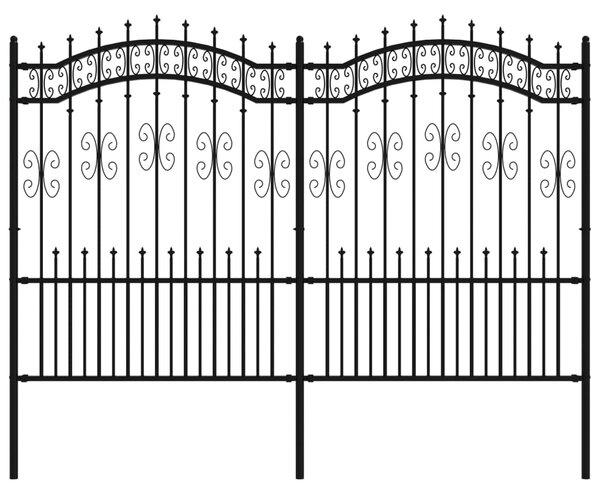VidaXL Φράχτης με Ακίδες Μαύρος 190 εκ. Ατσάλι Ηλεκτροστ. Βαφή Πούδρας