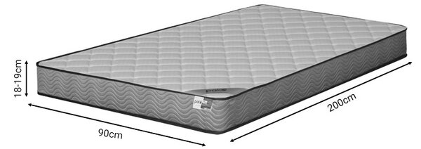 Στρώμα με ελατήρια pocket διπλής όψης 19 cm Frezio Pako World Λευκό 90x200x18.5 cm
