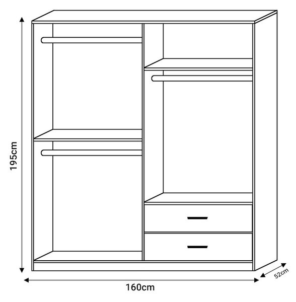 Ντουλάπα με 4 Πόρτες Edritte Pako World Ανοιχτό Καρυδί 160x52x195 cm