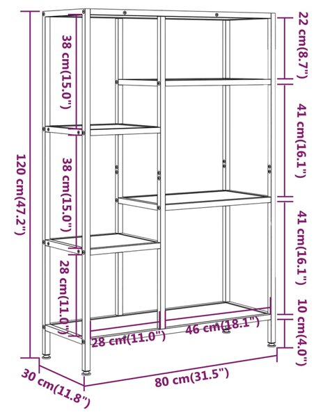 VidaXL Βιβλιοθήκη 80 x 30 x 120 εκ. από Ατσάλι και Επεξεργασμένο Ξύλο