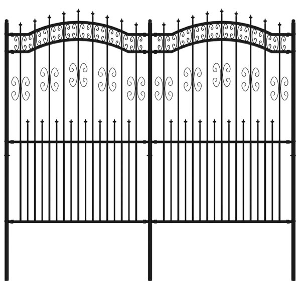 VidaXL Φράχτης με Ακίδες Μαύρος 222 εκ. Ατσάλι Ηλεκτροστ. Βαφή Πούδρας
