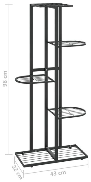 VidaXL Ανθοστήλη 5 Επιπέδων Μαύρη 43 x 22 x 98 εκ. Μεταλλική