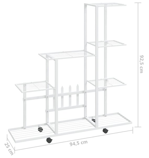 VidaXL Ανθοστήλη με Ρόδες Λευκή 94,5 x 25 x 92,5 εκ. Μεταλλική