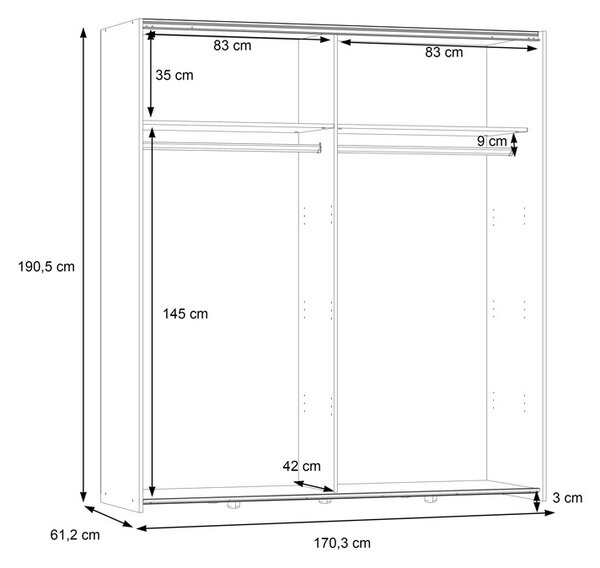 Ντουλάπα dormitor Noez Pako World Δρυς 170.5x61x190.5 cm