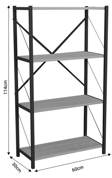 Βιβλιοθήκη Jackrey Pako World, Δρυς, 60x30x114 cm