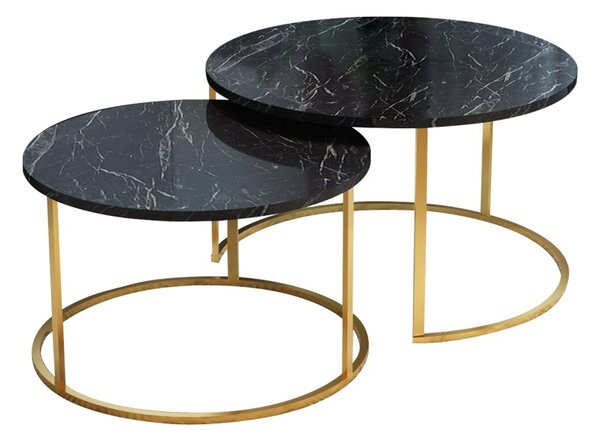 Σετ 2 τραπεζάκια σαλονιού Solme Pako World Μαύρο 75x75x45 cm