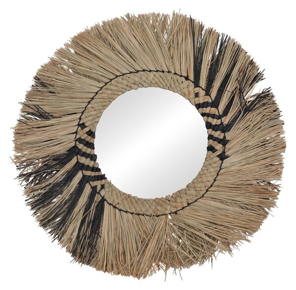 Καθρέφτης με κορνίζα από άχυρο Cierlo Boho Pako World Natural 42x42x6 cm