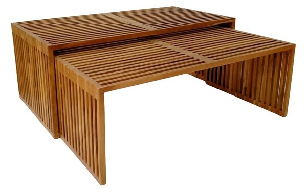 Σετ 2 τραπέζια κήπου Tinnie Boho Pako World Φυσικό 116x60x46 cm