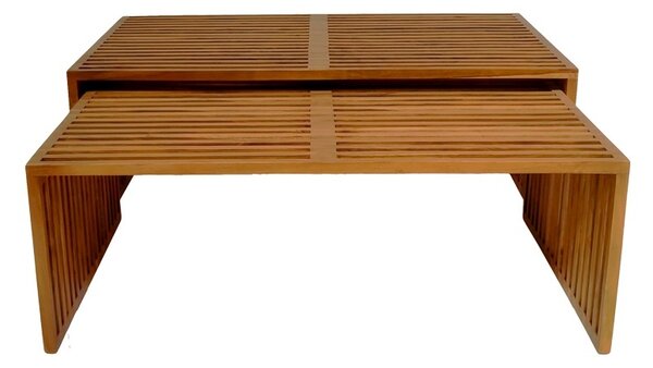 Σετ 2 τραπέζια κήπου Tinnie Boho Pako World Φυσικό 116x60x46 cm