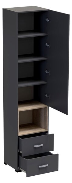 Ψηλό Ντουλάπι Toscana Pako World Ανθρακί 50x42x222.5 cm