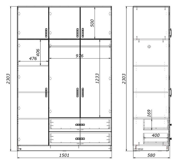 Ντουλάπα dormitor Royal Pako World Sonoma 150x58x230 cm