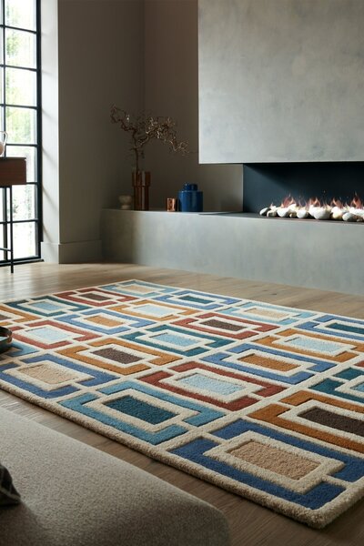 Χαλί Illusion Retro Blocks Μπλε 160X230 cm, Flair Rugs