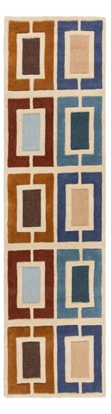 Χαλί Διαδρόμου Illusion Retro Blocks Μπλε 60X230 cm, Flair Rugs