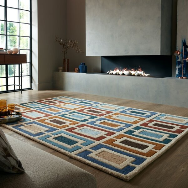 Χαλί Illusion Retro Blocks Μπλε 160X230 cm, Flair Rugs