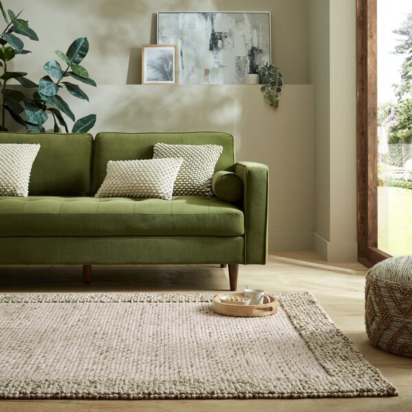 Χαλί Bobble Wool Border Πράσινο 120X170 cm, Flair Rugs