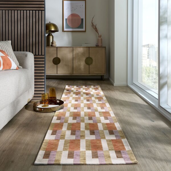 Χαλί Διαδρόμου Manhattan Riley Block Geo Natural 60X230 cm, Flair Rugs