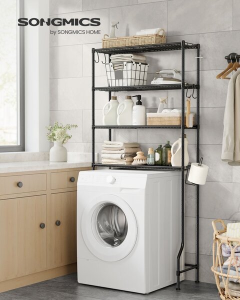 Ραφιέρα μπάνιου πάνω από WC Songmics Μαύρο 83x30x179 cm
