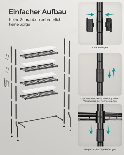 Ραφιέρα μπάνιου πάνω από WC Songmics Μαύρο 83x30x179 cm
