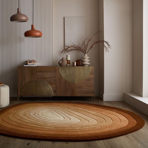 Χαλί oval Puddle Ombre Wool Καφέ 160x230 cm, Flair Rugs
