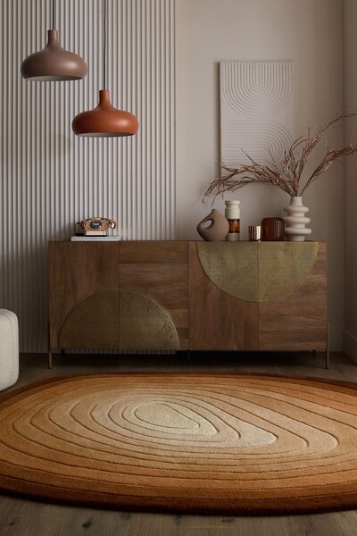 Χαλί oval Puddle Ombre Wool Καφέ 160x230 cm, Flair Rugs